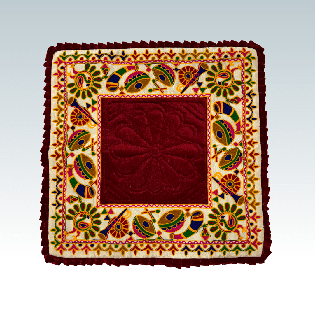 Designer Velvet Razai Aasan (Dhol Sarnai Border Maroon) Only Razai 2 Aasan Maroon