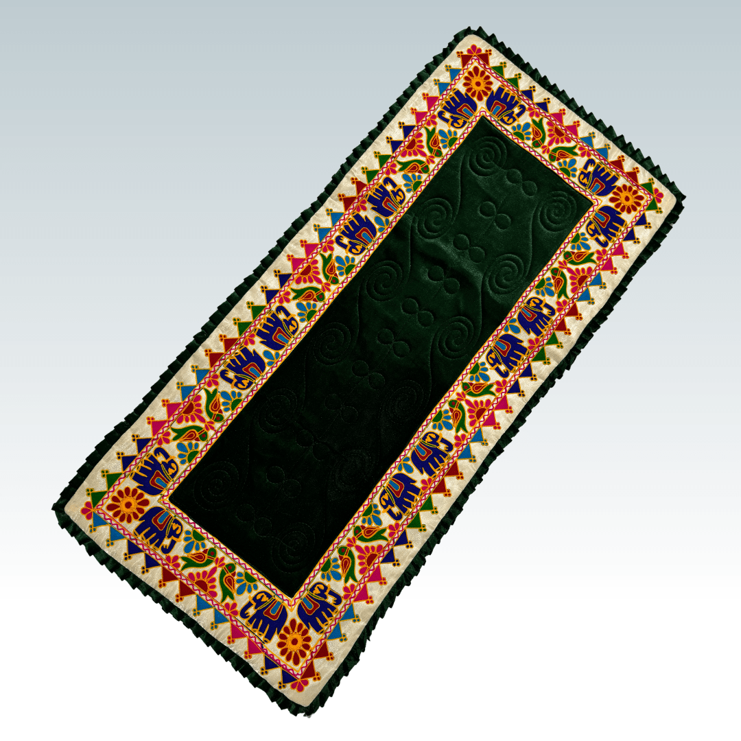 Designer Velvet Razai Aasan (Hathi Border - Green) Only Razai Pato Green