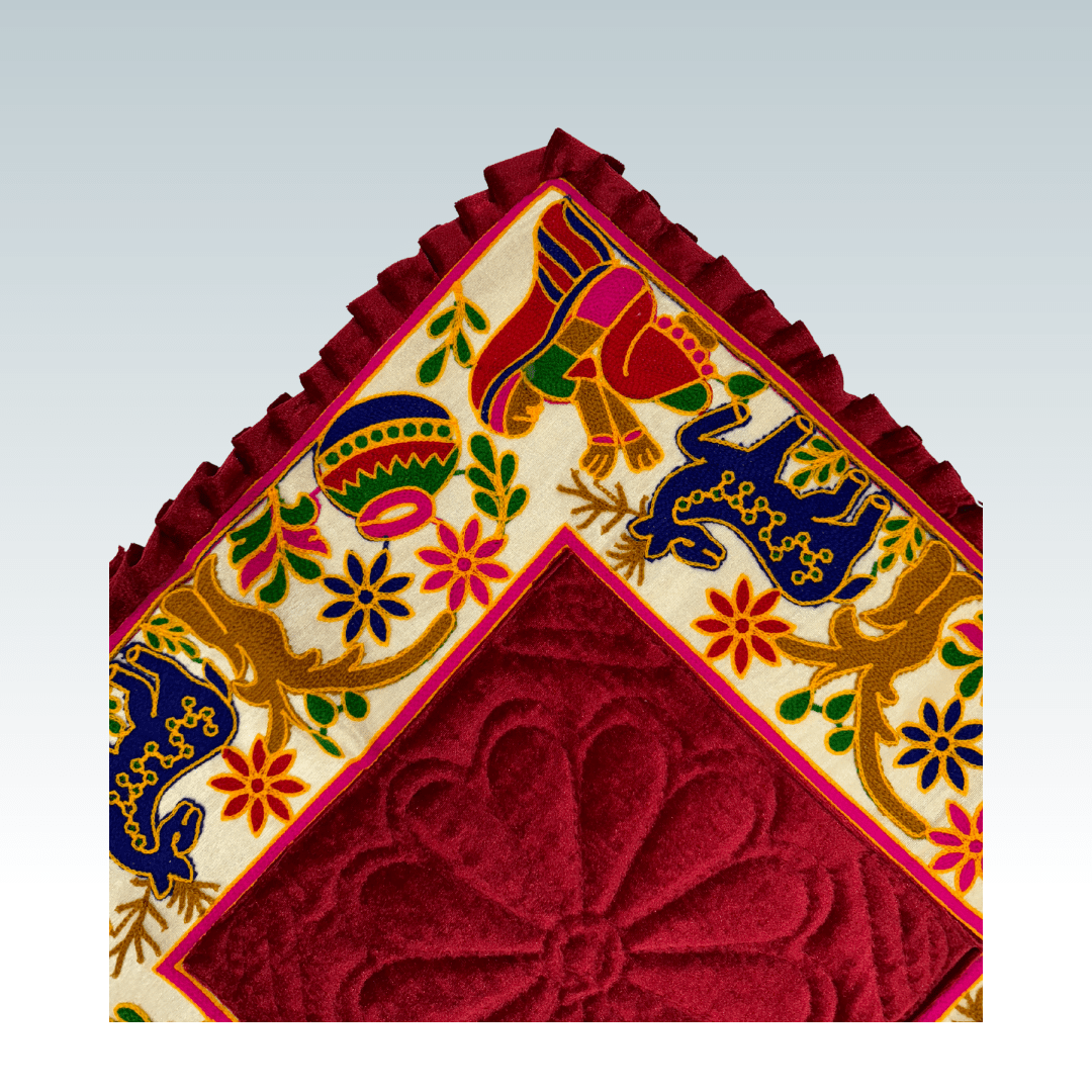 Designer Velvet Razai Aasan (Hiran Border Maroon) Only Razai Pato Maroon