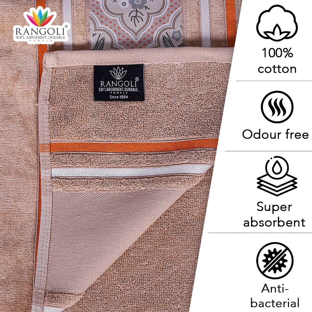 Oriental 450 GSM Cotton Towel Set Of 4 - Light Beige(2 Bath + 2 Hand Towels)