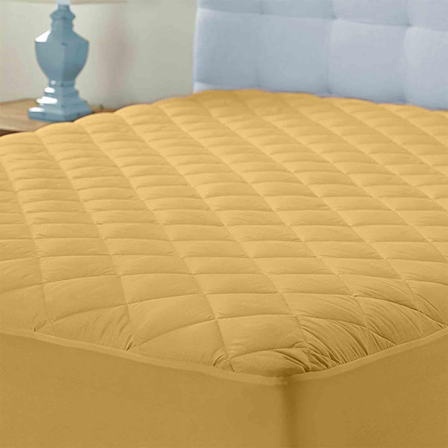 Waterproof Cotton Quilted Mattress Protector Breathable Hypoallergenic Noiseless Ultra Soft Fitted Bed Protector