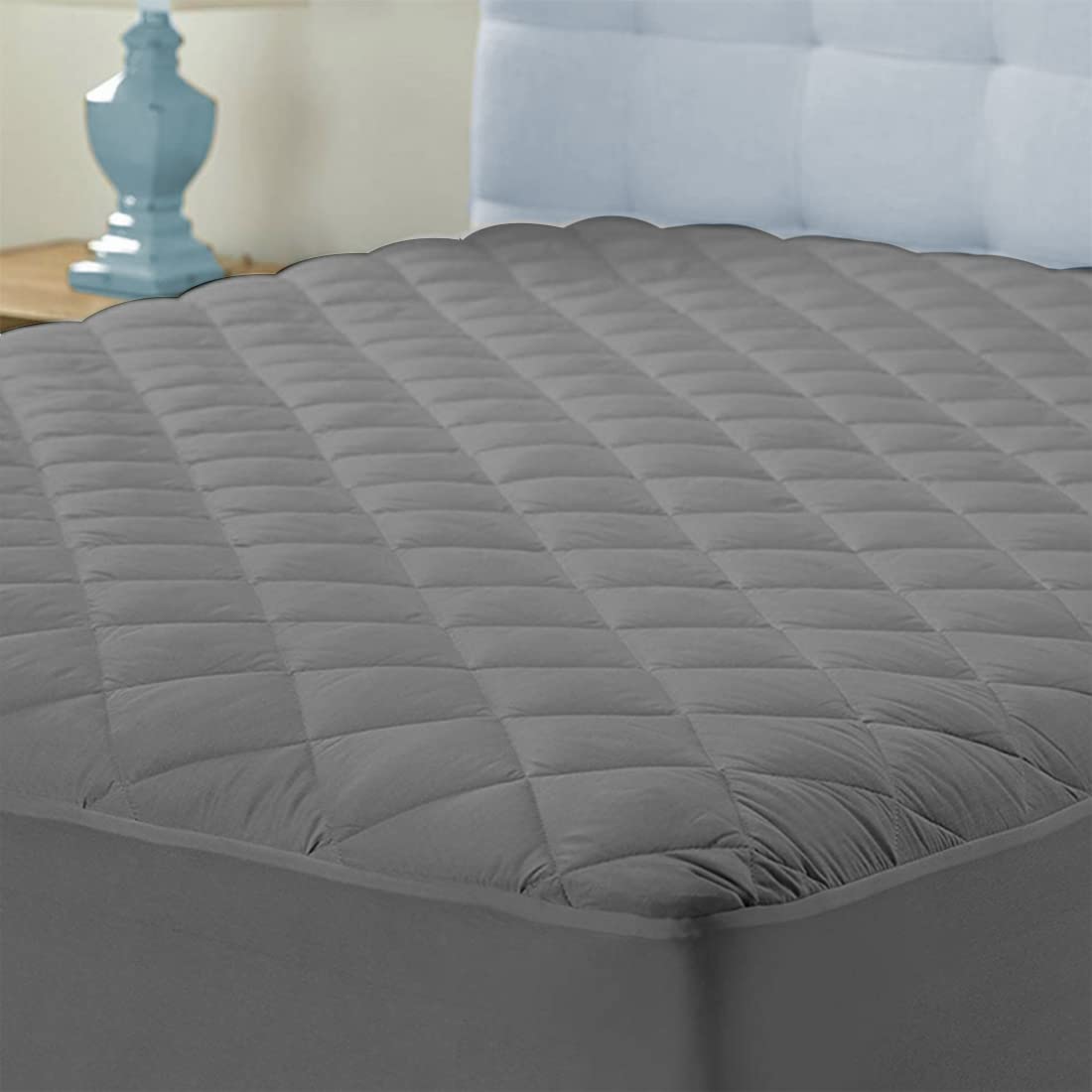 Waterproof Cotton Quilted Mattress Protector Breathable Hypoallergenic Noiseless Ultra Soft Fitted Bed Protector