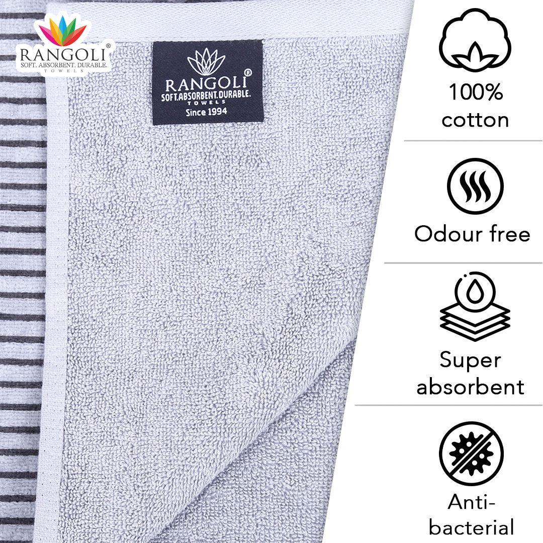 Valle 450 GSM Printed Cotton Towel Set Of 4 (Grey)