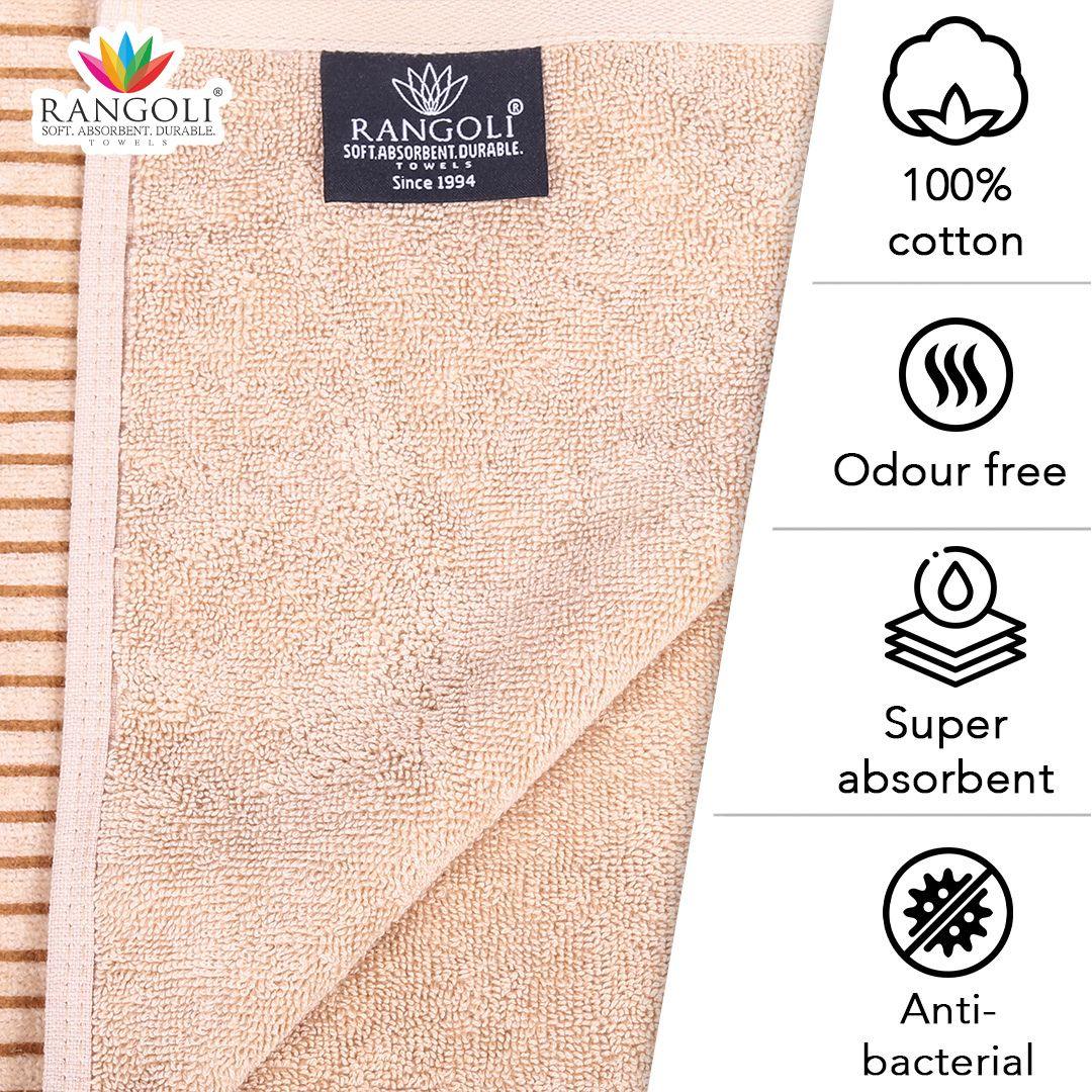 Valle 450 GSM Printed Cotton Towel Set Of 4 (Beige)