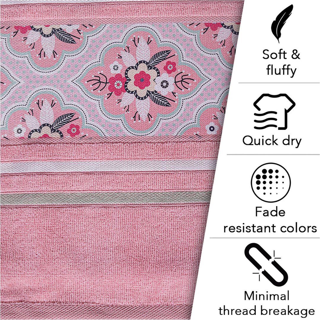 Oriental 450 GSM Cotton Towel Set Of 4 - Peach(2 Bath + 2 Hand Towels)