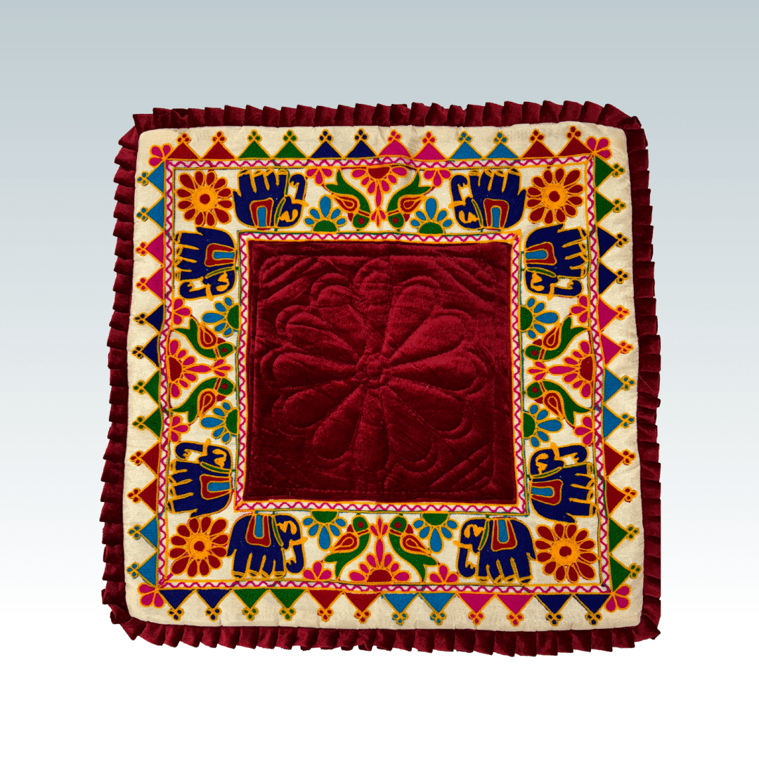 Designer Velvet Razai Aasan (Hathi Border Maroon) Only Razai 2 Aasan Maroon