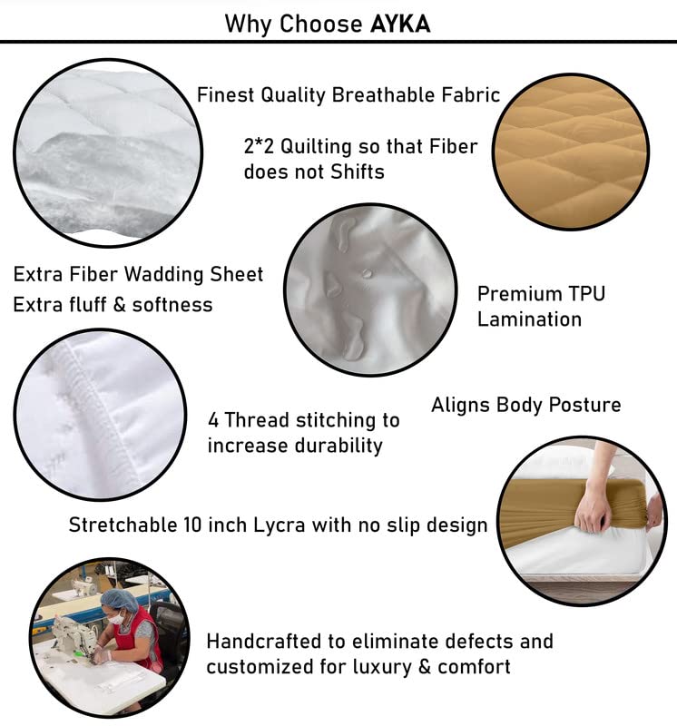 Waterproof Cotton Quilted Mattress Protector Breathable Hypoallergenic Noiseless Ultra Soft Fitted Bed Protector