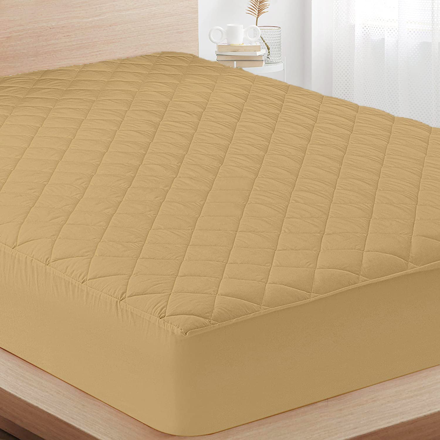 Waterproof Cotton Quilted Mattress Protector Breathable Hypoallergenic Noiseless Ultra Soft Fitted Bed Protector