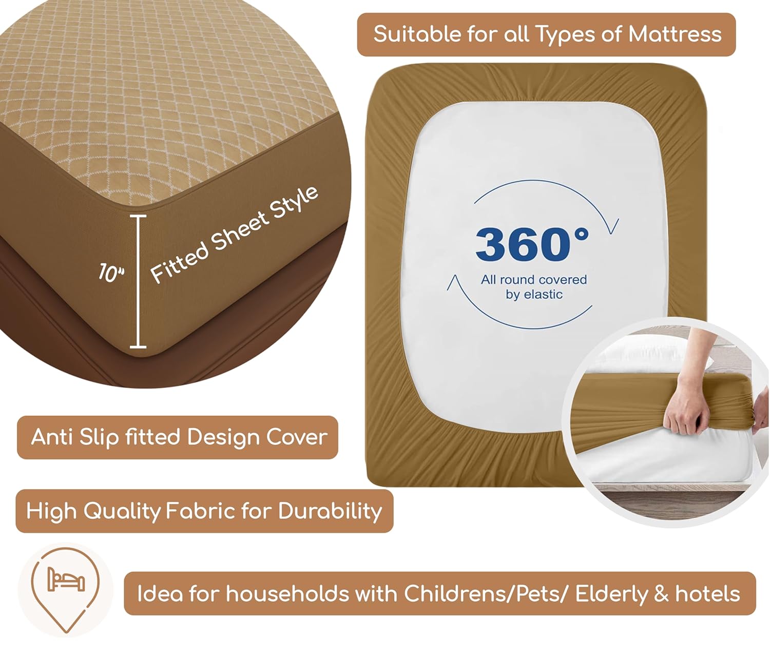 Waterproof Knitted Mattress Protector Breathable Hypoallergenic Ultra Soft Fitted Bed Protector