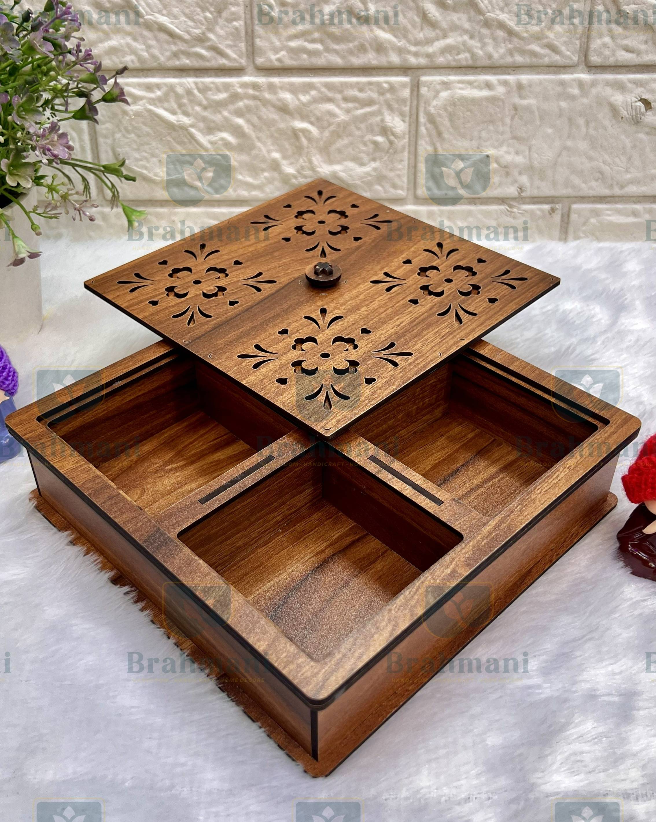 Handcrafted Traditional Wooden Dry Fruit Box - 3