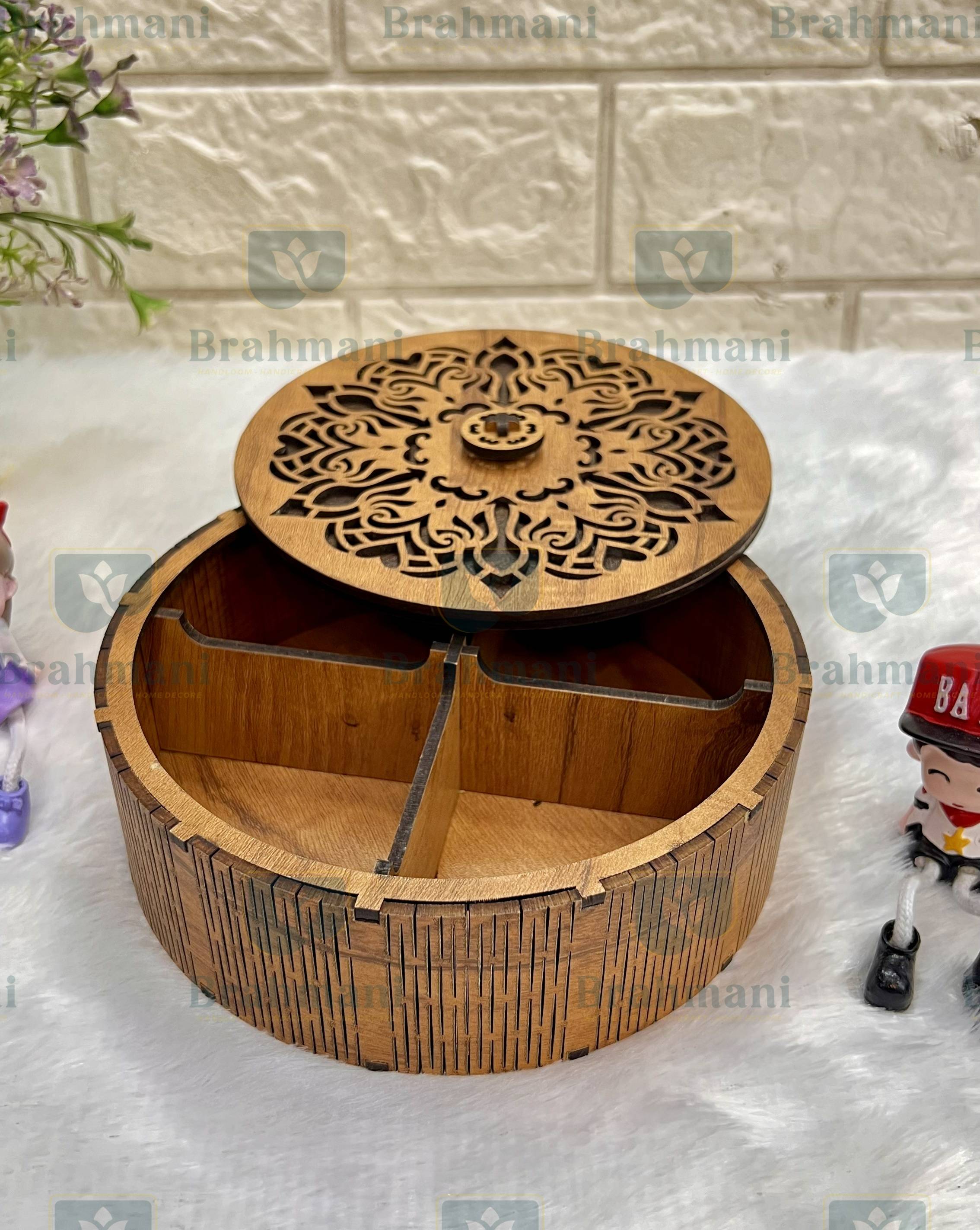 Handcrafted Traditional Wooden Dry Fruit Box - 2