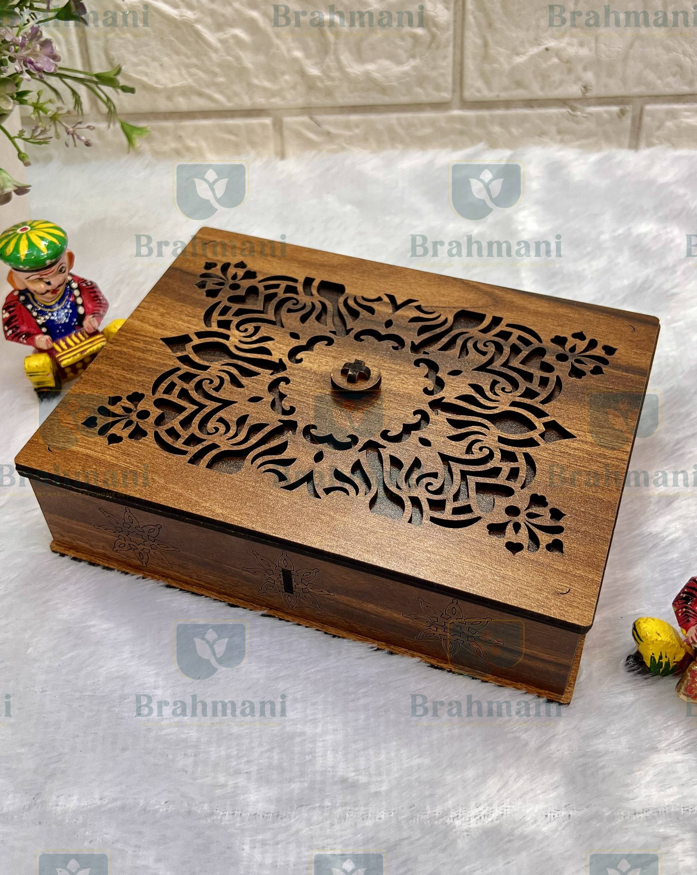 Handcrafted Traditional Wooden Dry Fruit Box - 1