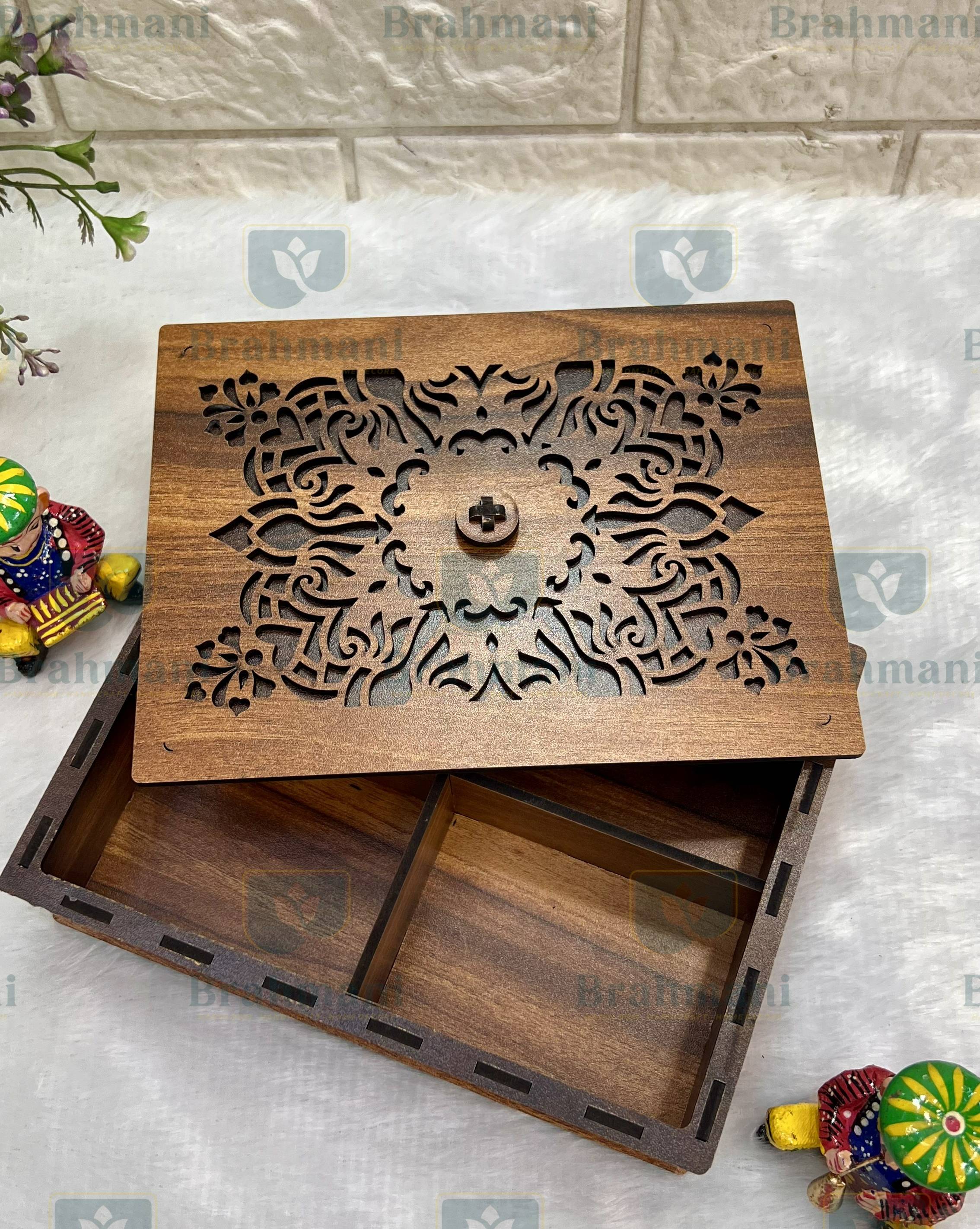 Handcrafted Traditional Wooden Dry Fruit Box - 1