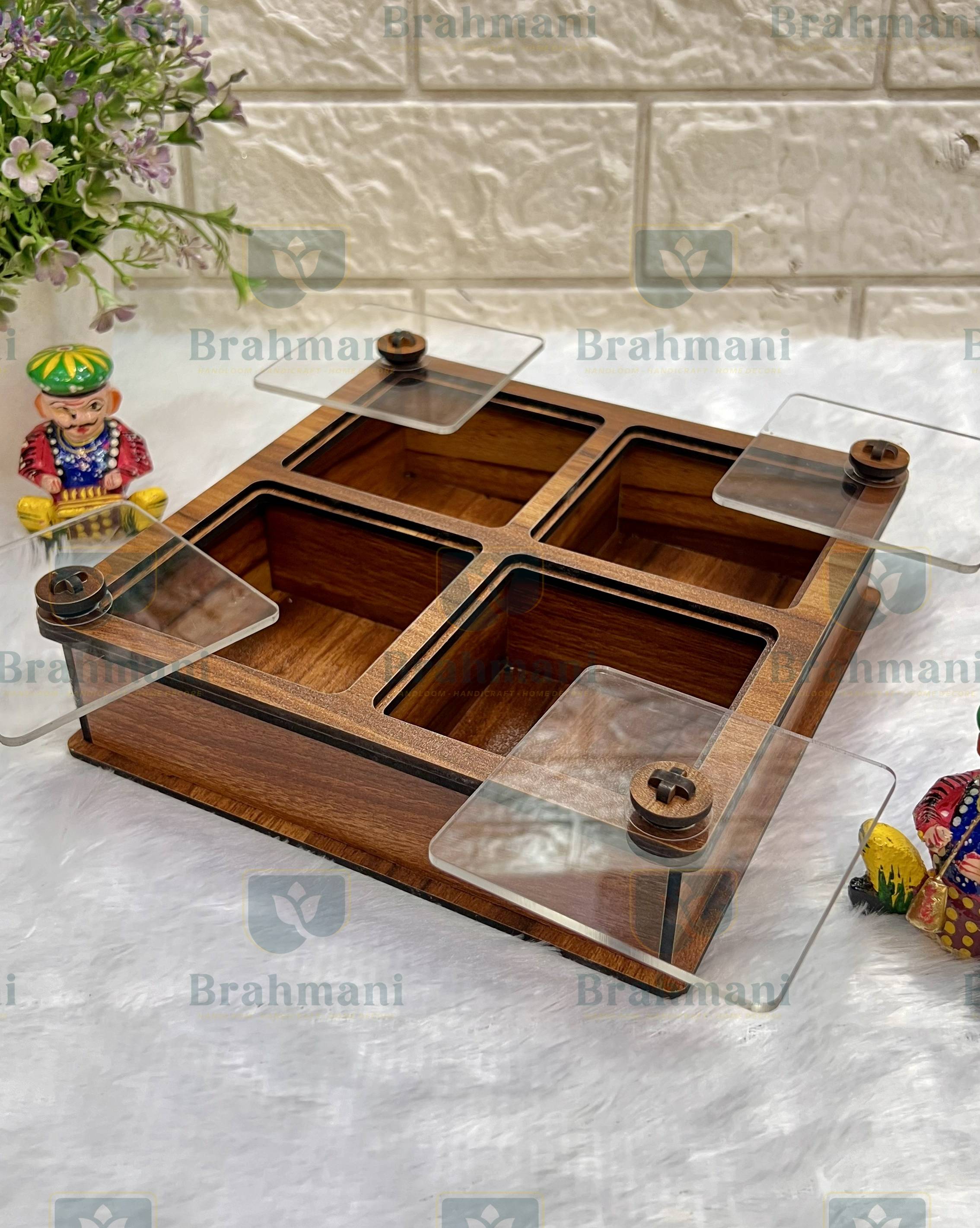 Handcrafted Traditional Wooden Dry Fruit Box - 4