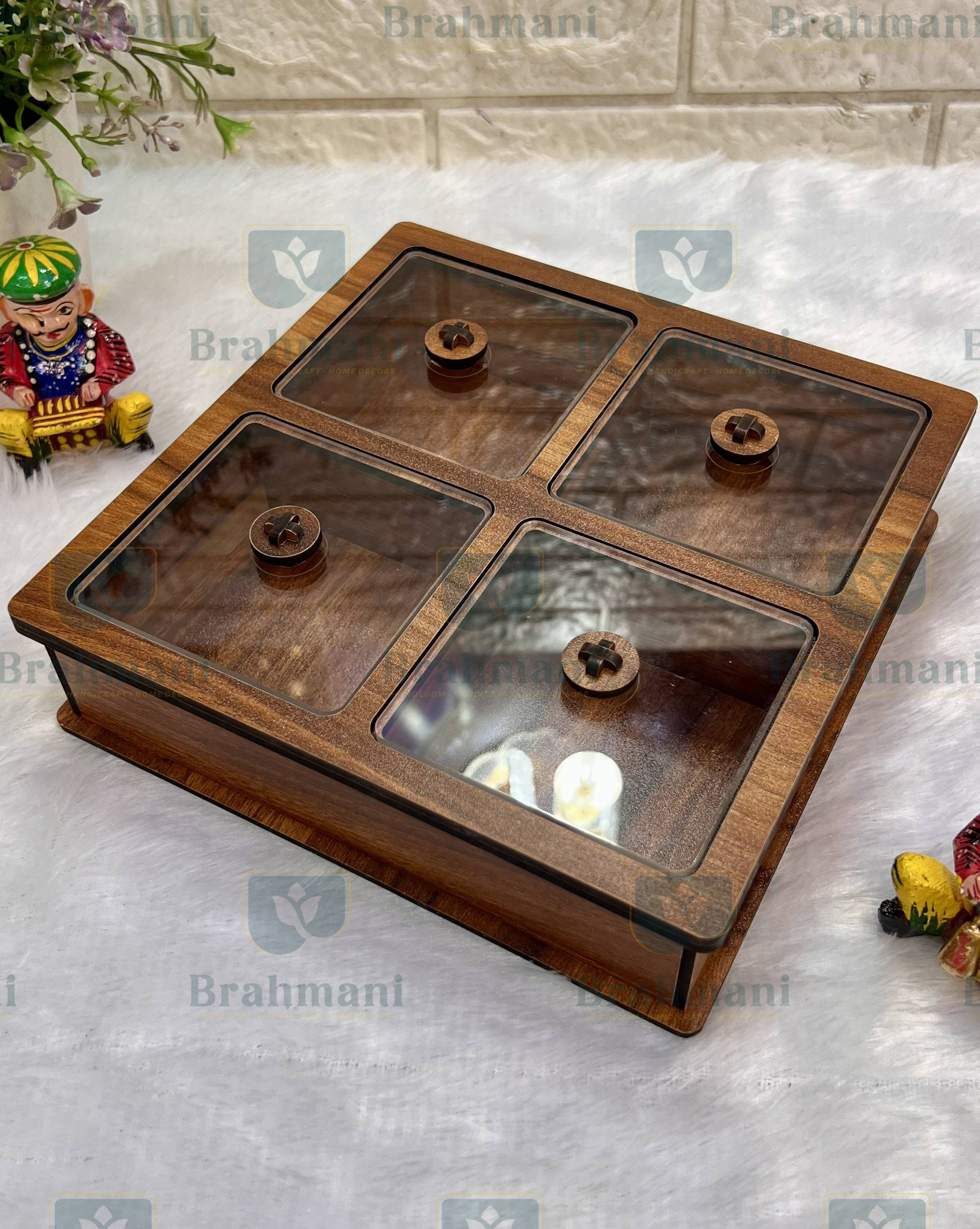 Handcrafted Traditional Wooden Dry Fruit Box - 4