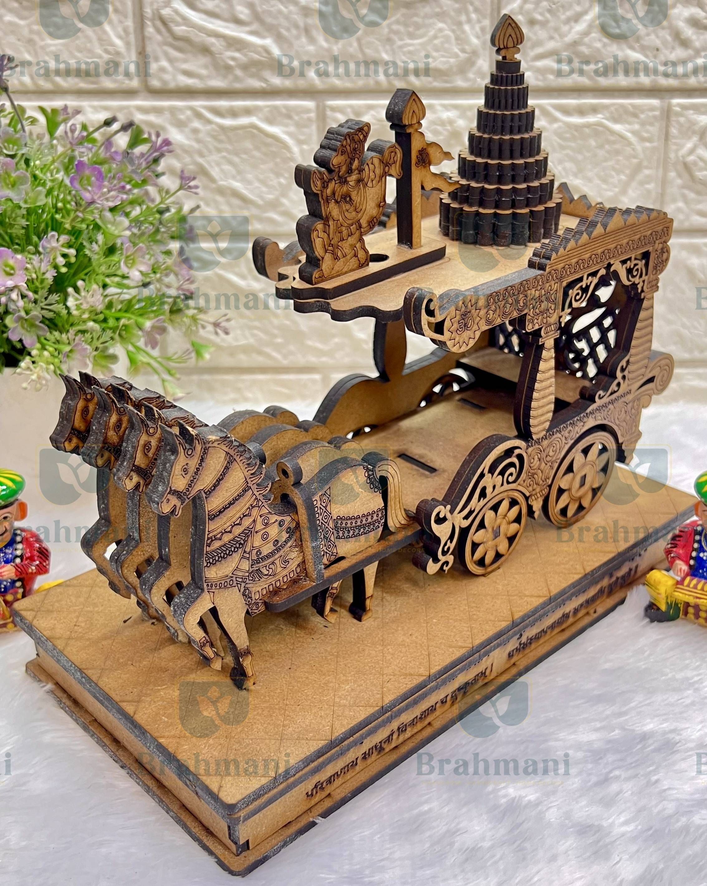 Traditional Wooden Rath for Home, Hand Crafted Wooden Rath for Gifting, Occasional Gift, Wooden Rath for Office