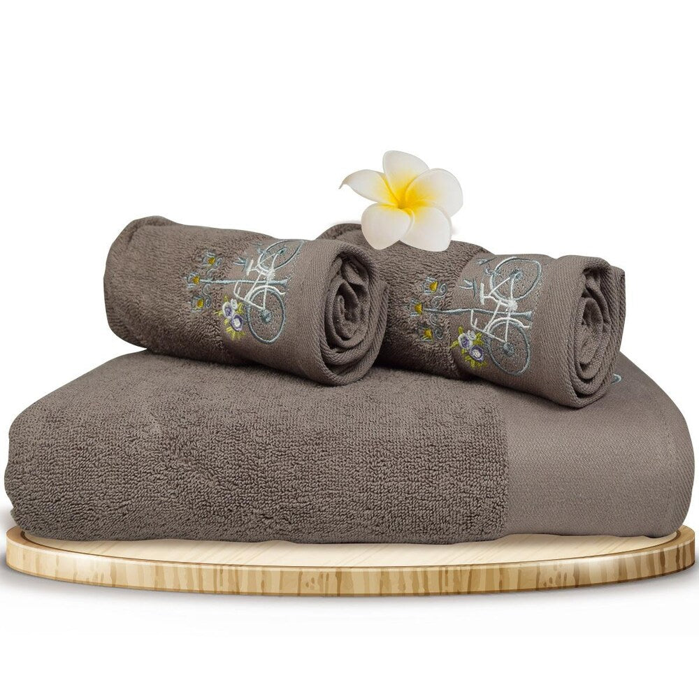 Rangoli 100% Cotton Martin Bronze Towel Set Of 4 (2 Bath & 2 Hand)