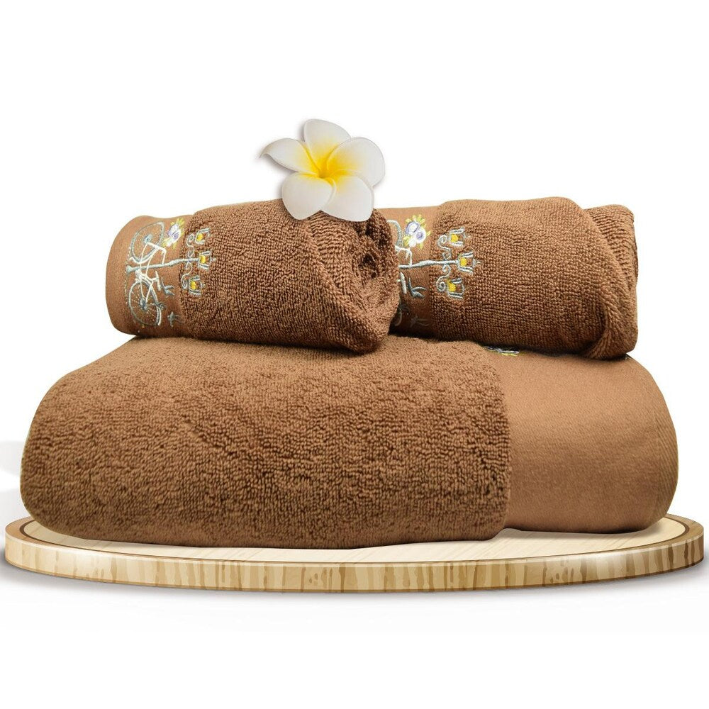 Rangoli 100% Cotton Martin Brown Towel Set Of 4 (2 Bath & 2 Hand)