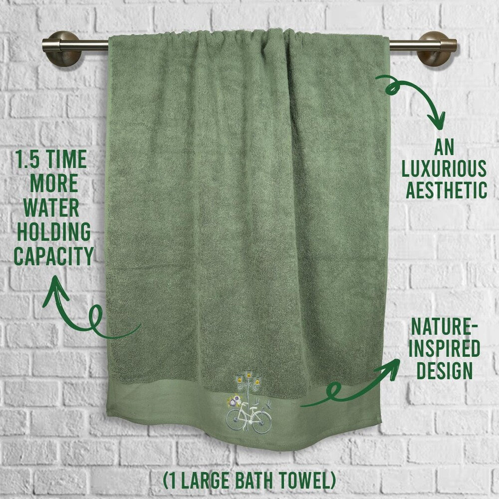 Rangoli 100% Cotton Martin Green Towel Set Of 4 (2 Bath & 2 Hand)