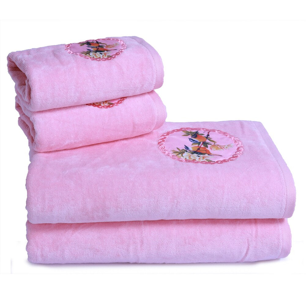 Rangoli Prima Dream Pink Cotton Towel Set (4 pcs)