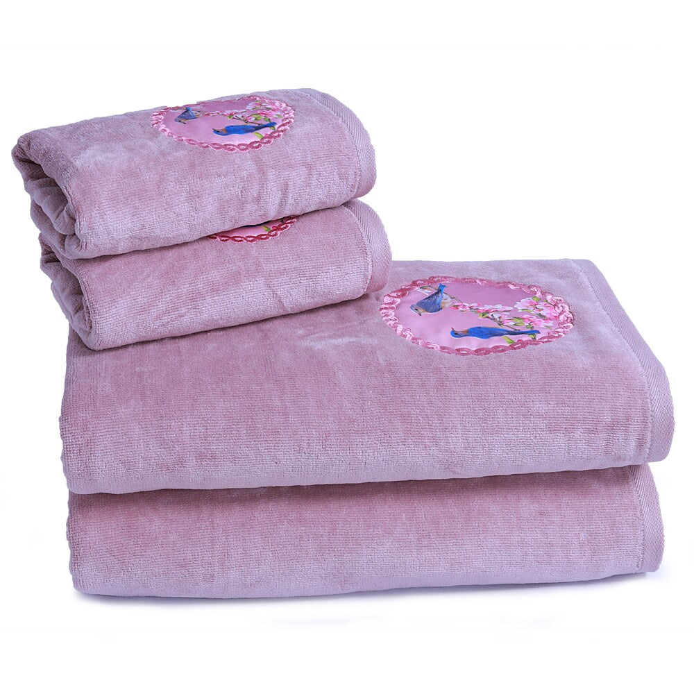 Rangoli Prima Dream Purple Cotton Towel Set (4 pcs)