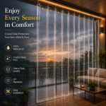 Waterproof Transparent PVC Window & Balcony Curtain | Crystal Clear Outdoor Rain & Dust Protection | Heavy-Duty Clear Curtain for Balcony, Windows & Outdoor AC