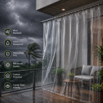 Waterproof Transparent PVC Window & Balcony Curtain | Crystal Clear Outdoor Rain & Dust Protection | Heavy-Duty Clear Curtain for Balcony, Windows & Outdoor AC