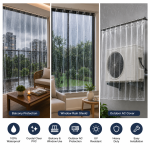 Waterproof Transparent PVC Window & Balcony Curtain | Crystal Clear Outdoor Rain & Dust Protection | Heavy-Duty Clear Curtain for Balcony, Windows & Outdoor AC
