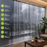 Waterproof Transparent PVC Window & Balcony Curtain | Crystal Clear Outdoor Rain & Dust Protection | Heavy-Duty Clear Curtain for Balcony, Windows & Outdoor AC
