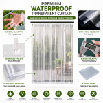 Waterproof Transparent PVC Window & Balcony Curtain | Crystal Clear Outdoor Rain & Dust Protection | Heavy-Duty Clear Curtain for Balcony, Windows & Outdoor AC